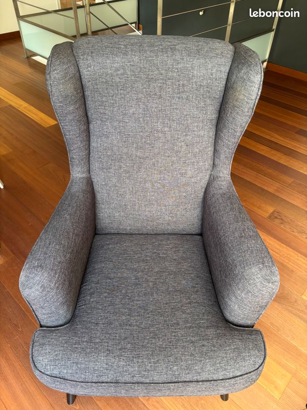 À vendre fauteuil salon en tissu gris anthracite (image 1)