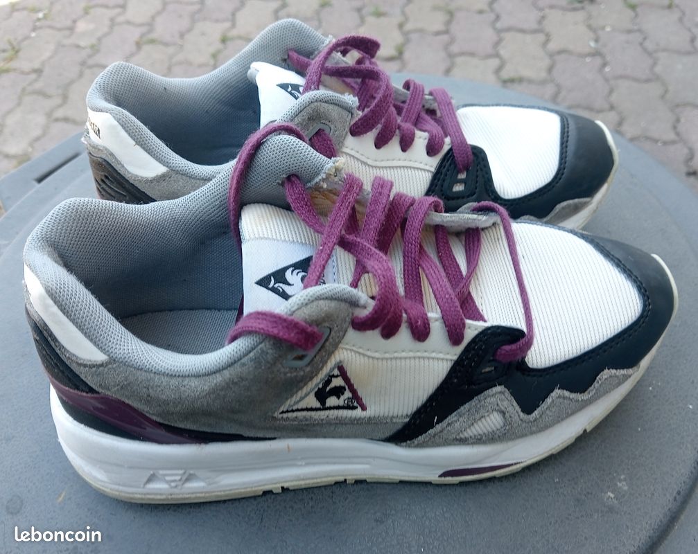 Shoes Coq Sportif Femme Grise Et Rose Leona Rose Basket Le Coq