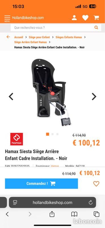 Siège enfant vélo Décathlon Hamax Siesta (image 2)