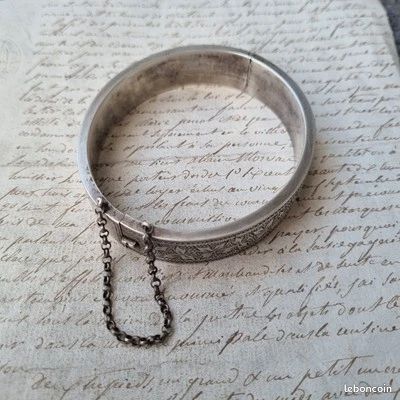 Bracelet Ancien En Argent Massif - Bijou Vintage Occasion, Poids Lourd, Style Traditionnel