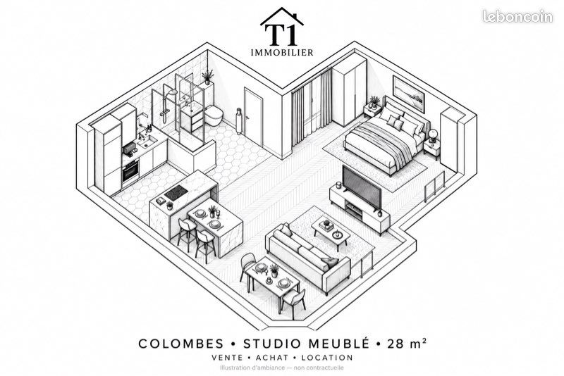 Appartement 1 pièce 28 m² · à Colombes · 28 m² · 890 €/mois