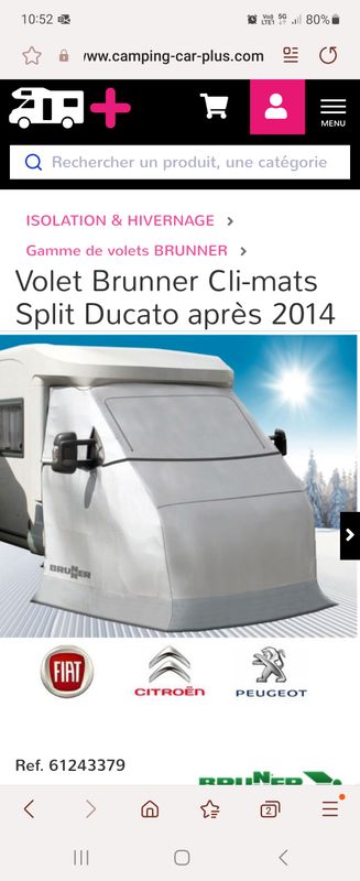 Volet Brunner Cli-mats Split Ducato après 2014
