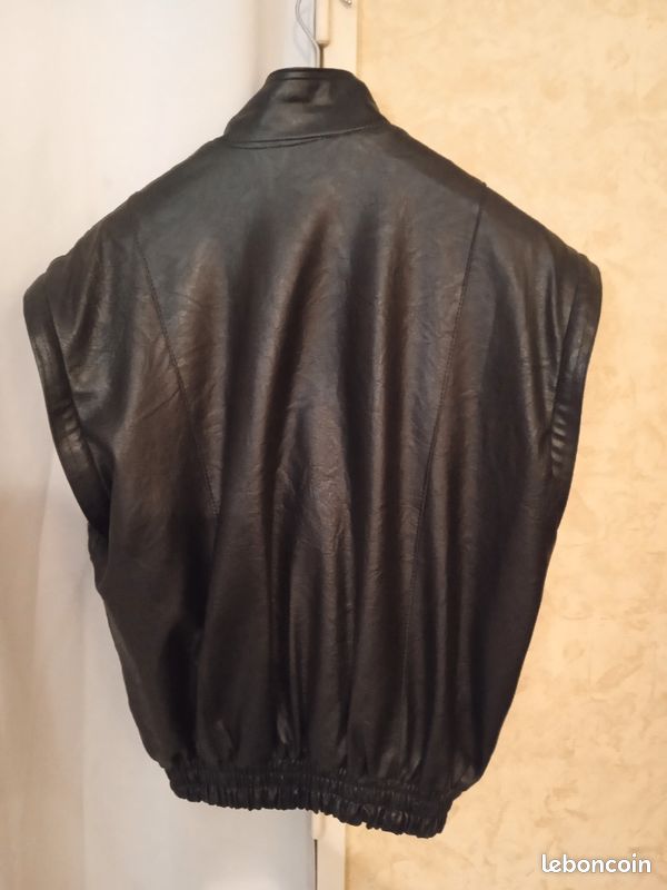 Blouson cuir vintage noir Pervin de chez Carmen fabrication italienne (image 5)