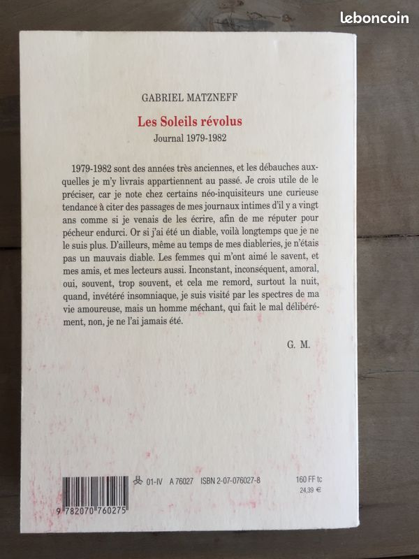 Les soleils révolus - Journal 1979-1982 Gabriel Matzneff (image 2)
