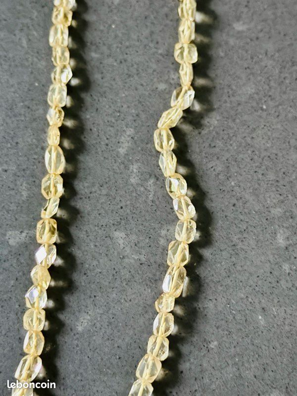 Collier de véritables pierres de citrine jaune facettées de 50 cm fermoir doré (image 3)