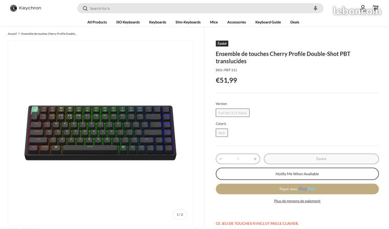 Lot De 175 Touches Pbt À Double Tir, Profil Cerise, Illusion, Barre D