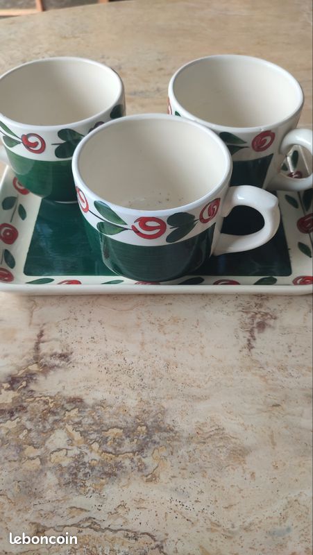 Lot De 3 Tasses à Café Vintage LBVYR - Céramique Années 70, Multicolore, Occasion