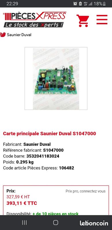 Circuit imprimé saunier duval s1047000 neuf (image 1)