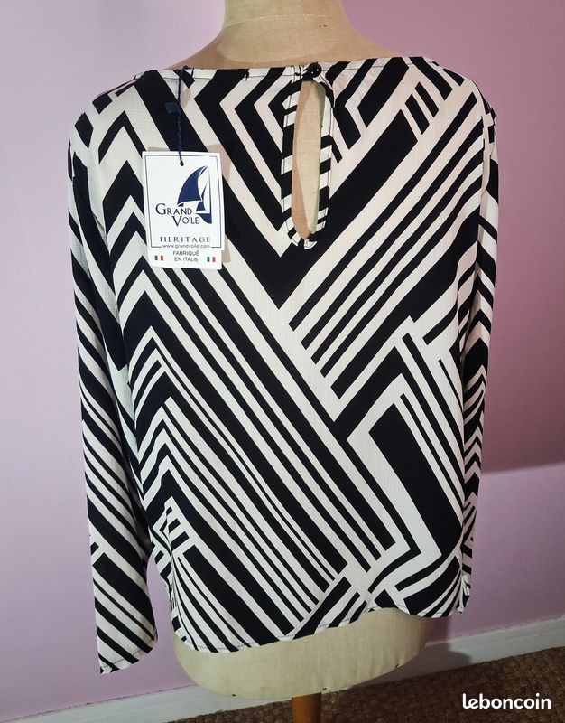 Blouse motif noir & blanc Grand Voile Taille 42 * Neuve (image 3)