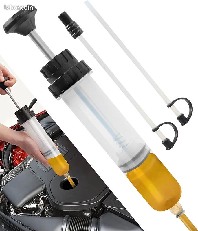 Seringue à Huile 200cc Pompe Vidange Plastique Avec Tubes - Kit Purge Frein Moto Voiture Bateau