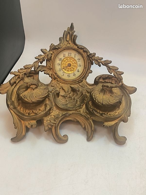 Encrier double bronze avec Pendulette 19em (image 4)