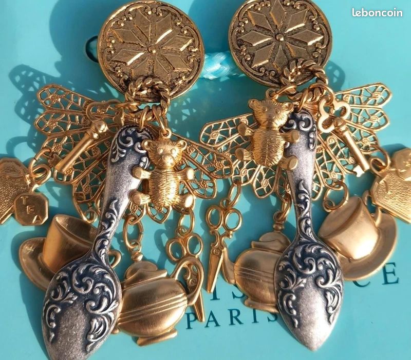 Boucles D'oreilles Vintage Zoe Coste - Occasion - Bijou Fantaisie Rétro