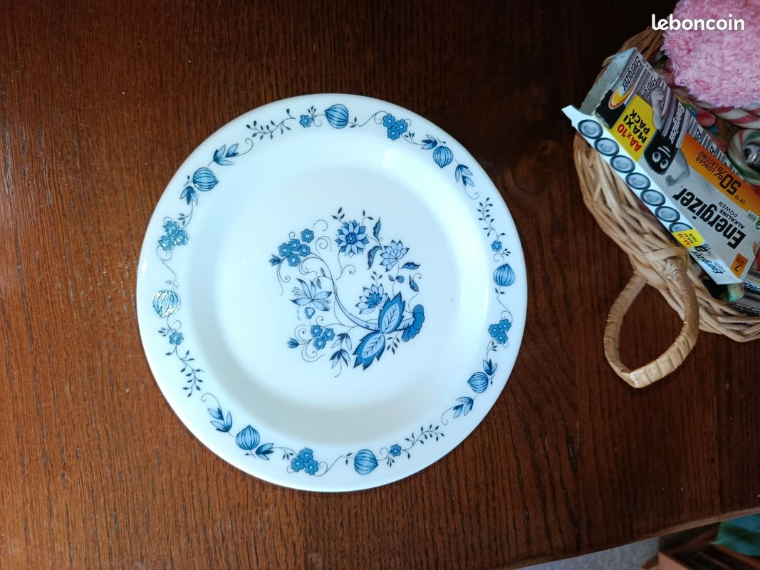 Lot De 11 Assiettes à Dessert Arcopal - Motif Oignons Bleus - Vintage France (1980)