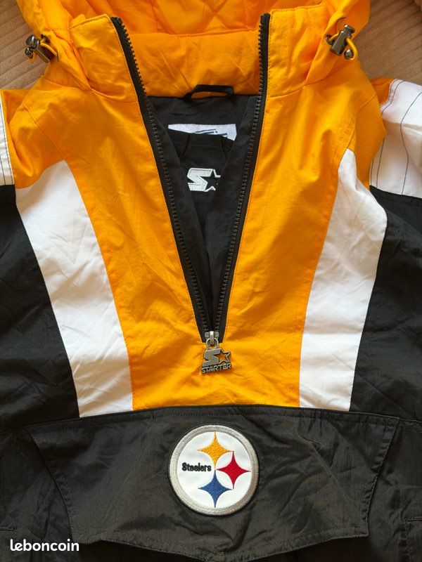 Veste US half-zip NFL x Homage – Vintage – Noir & jaune – Très bon état (image 5)