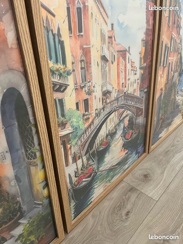 Triptyque tableaux déco Scènes italiennes & Venise – Style méditerranéen / chaleureux (image 3)