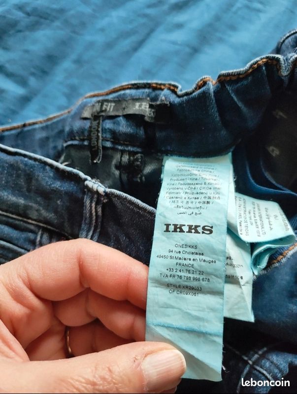 Jean IKKS Fille Taille 12 Ans - Coupe Straight Bleu, Occasion Très Bon état, Matière Coton