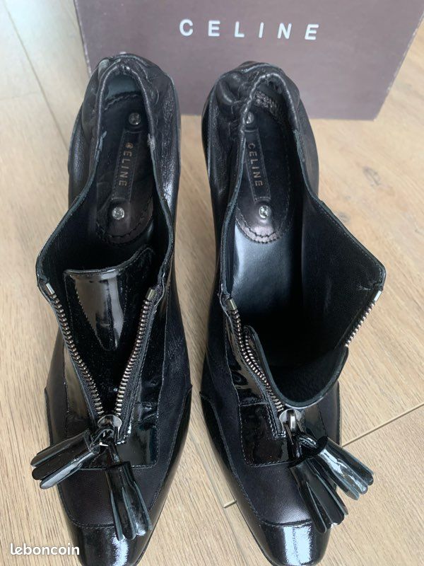 Low boots noires en cuir CÉLINE (image 9)