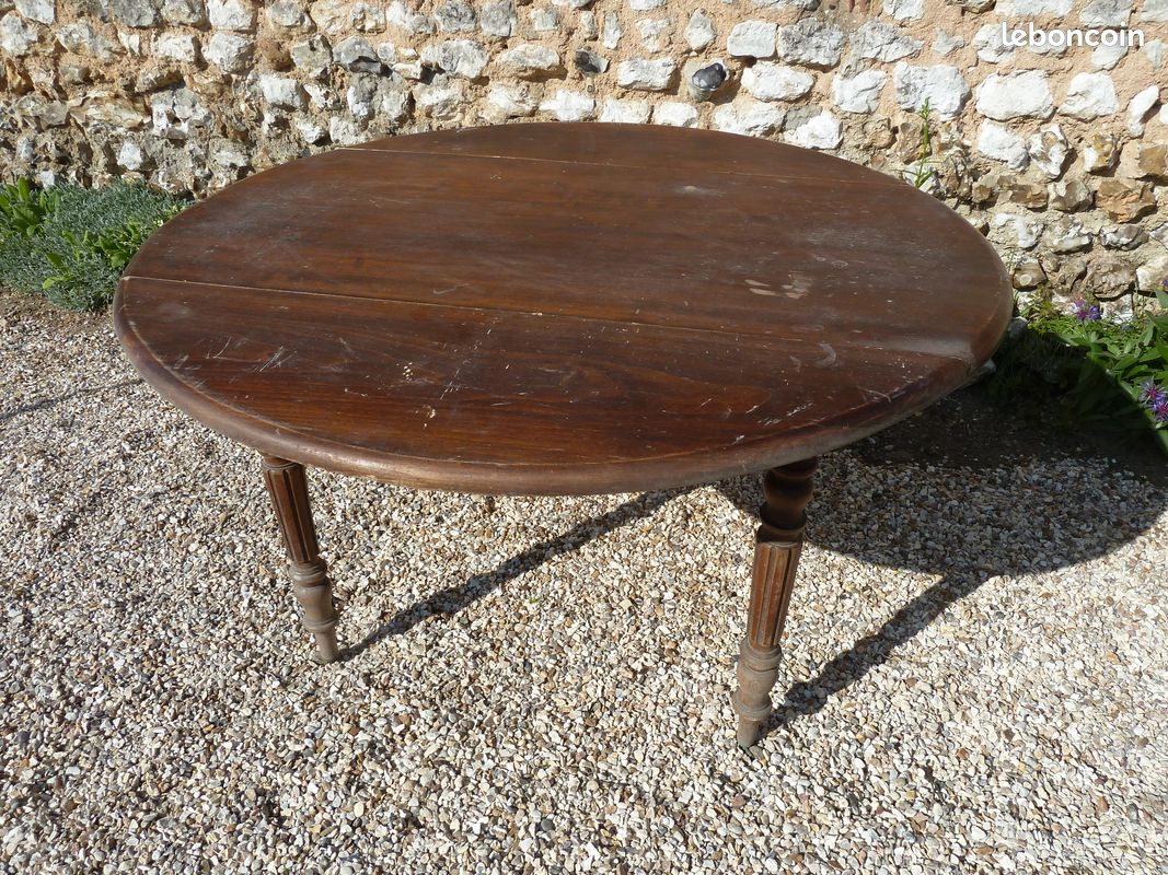 Table ronde ancienne à volets style Louis Philippe (image 1)