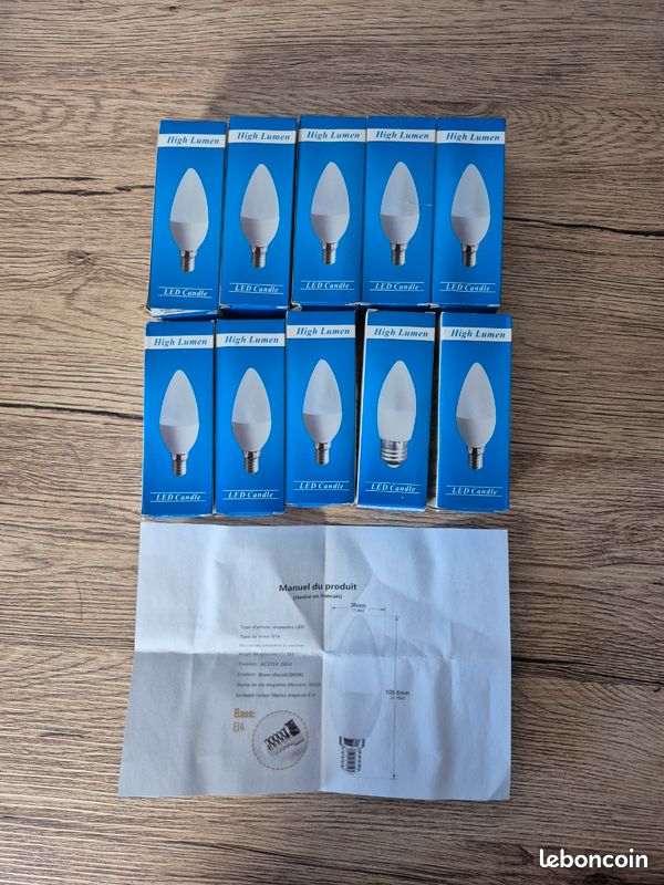 Lot De 10 Ampoules LED E14 Flamme 5W (équivalent 40W) Blanc Chaud - Économiques Et Décoratives