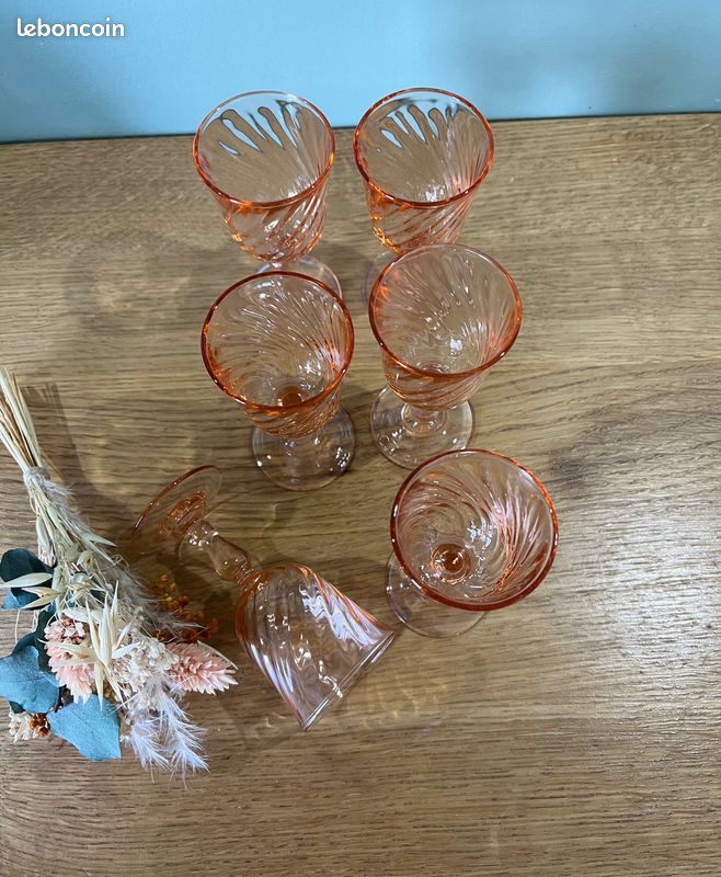 6 verres à liqueur torsadés Rosaline vintage (image 4)