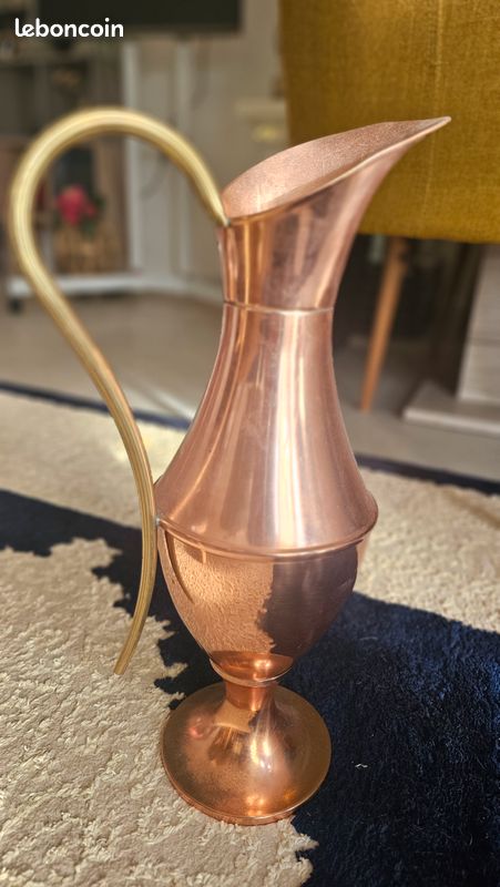Pichet En Cuivre Pur 68 Oz (2L) - Grande Capacité - Pour Eau, Boissons Froides - Décoration Et Bien-être