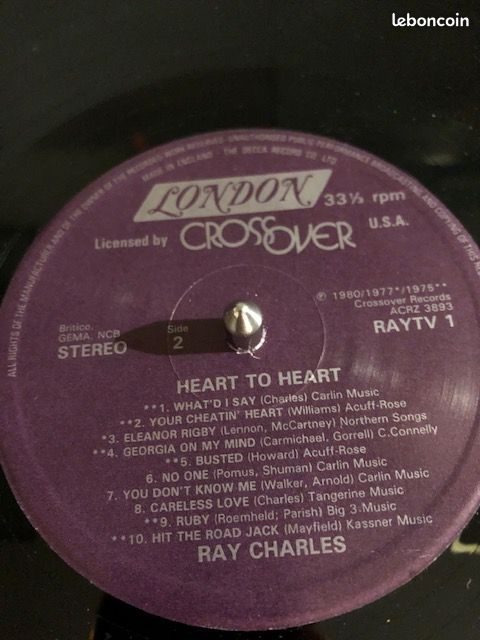 Vinyle Ray Charles – Heart To Heart (His 20 Hottest Hits) - 1980 (image 4)