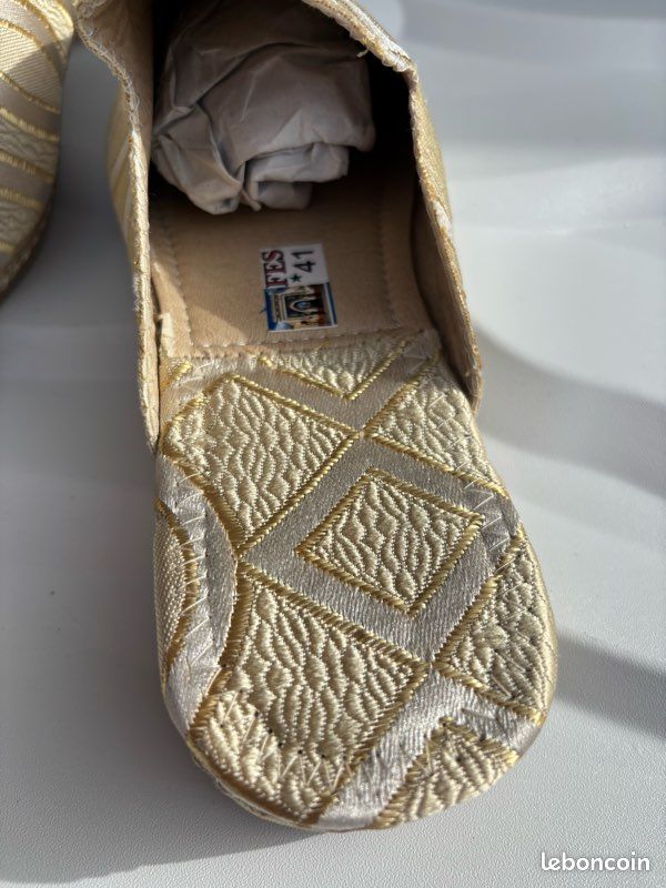 Babouches dorées artisanal Fès T41 neuves (image 7)