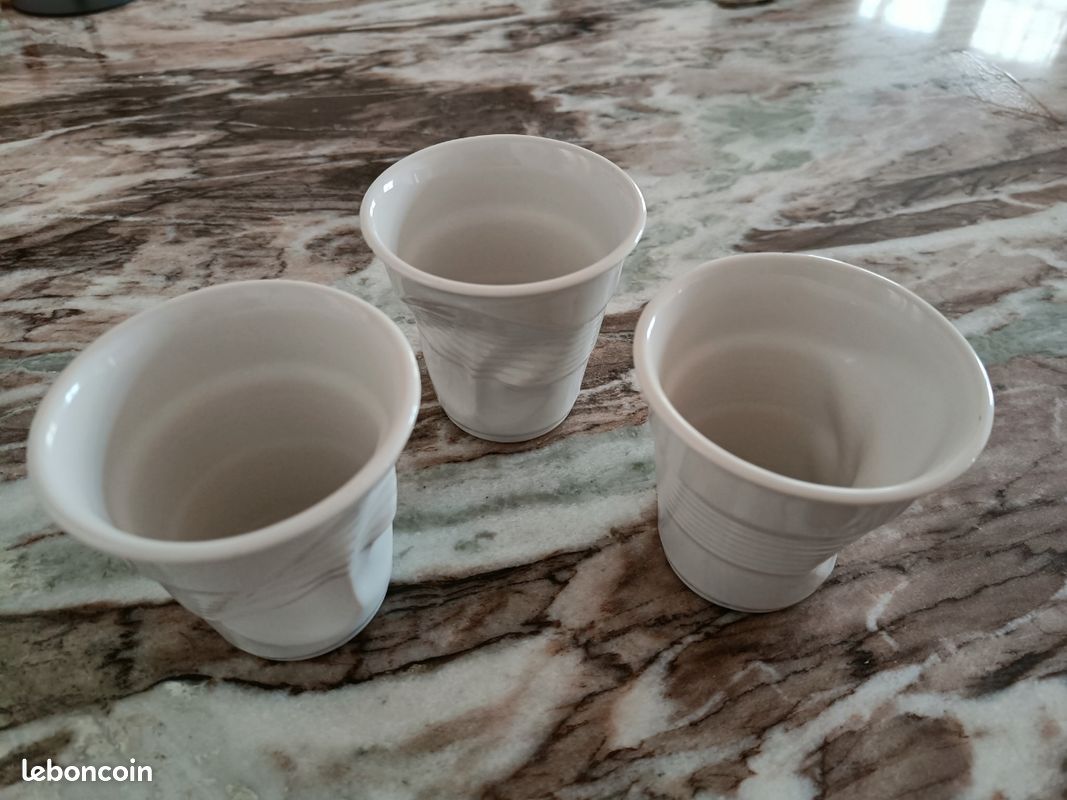 Tasse à café Revol Froissé 18cl porcelaine - Gris Galet