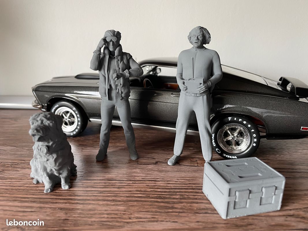 Figurine 1/18 Marty McFly Emmett Brown Einstein (Retour Vers