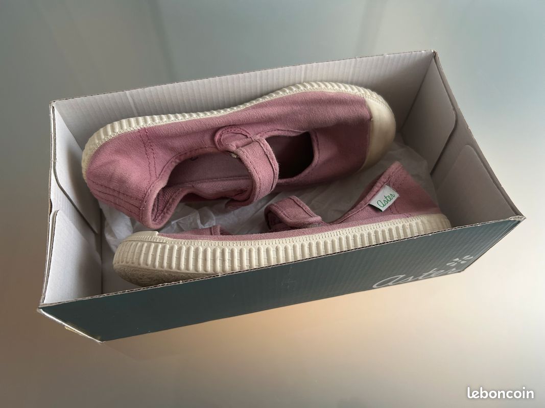 Paire de babies en toile de marque ASTER, colori rose poudre, taille 31 (image 2)