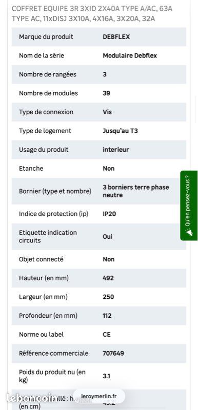 Tableau électrique équipé DEBFLEX 39 modules (image 3)