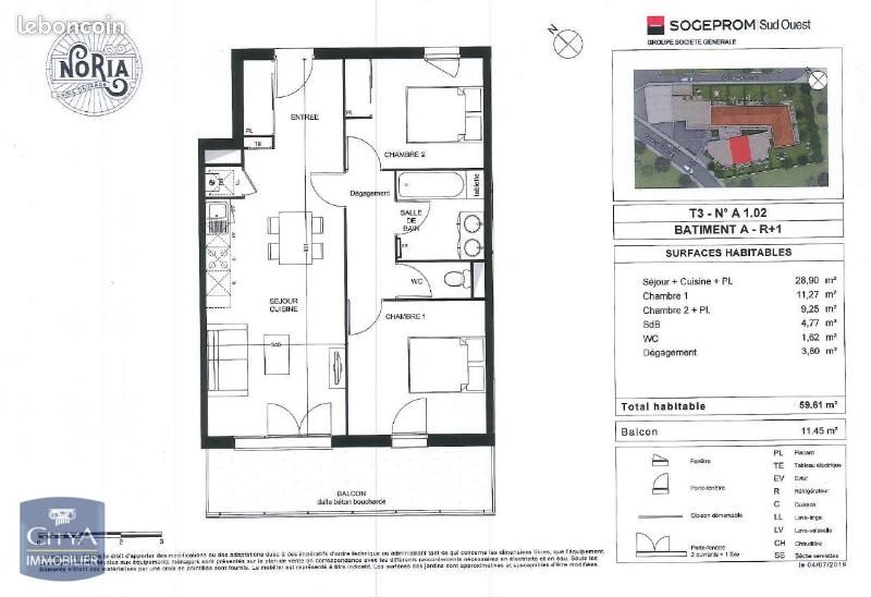 Appartement 3 pièces 59 m² · à Toulouse · 59 m² · 739 €