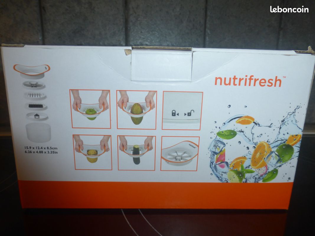 Nutrifresh Prep - Ensemble Trancheuse Fruits Légumes 4 Accessoires - Trancheuse Vide-Pommes, Mangue, Coupe Ondulée