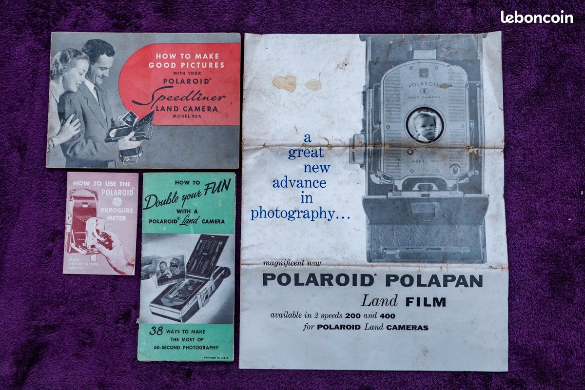 1953 Polaroid Land camera model 95 A. Film still in camera. Beautiful camera