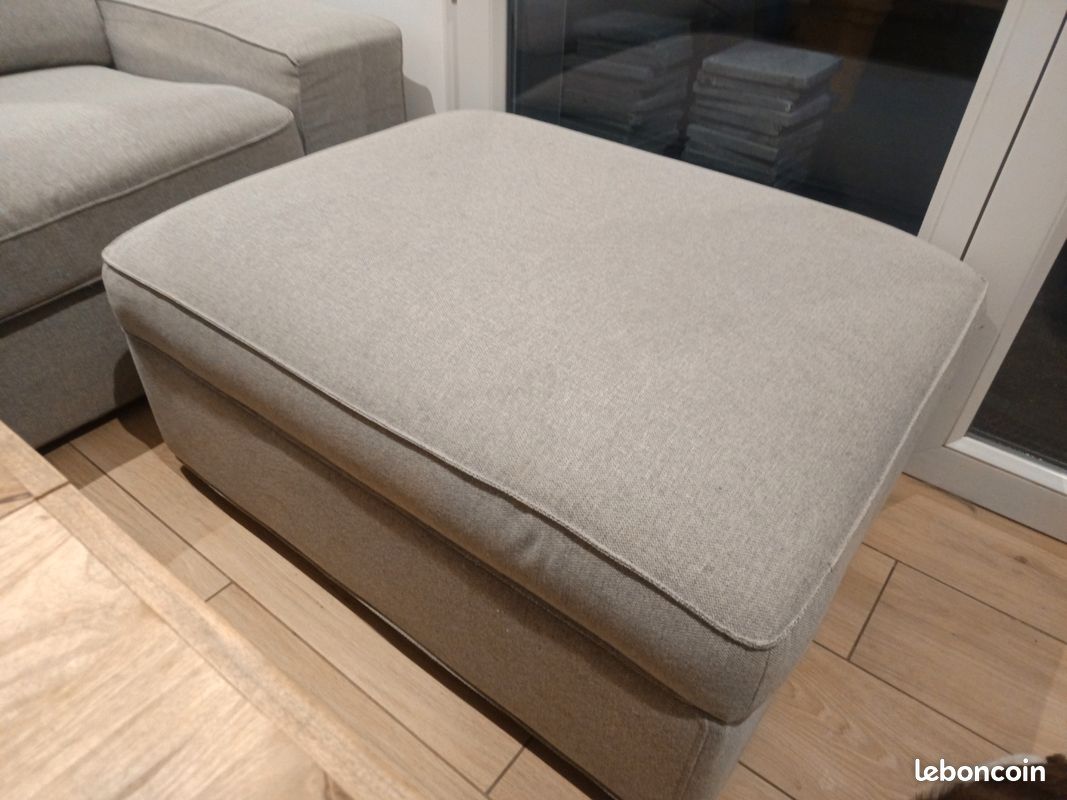 Canapé 3 places ikea kivik + coffre repose pied rangement beige gris (image 4)
