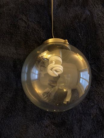 Chic plafonnier lustre à pampilles cercle laiton doré 2 lampes ancien
