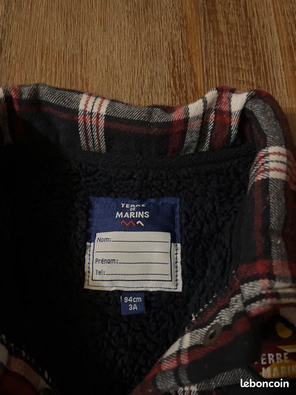 Veste à carreaux bleu garçon T 3 ans Terre de marins (image 3)