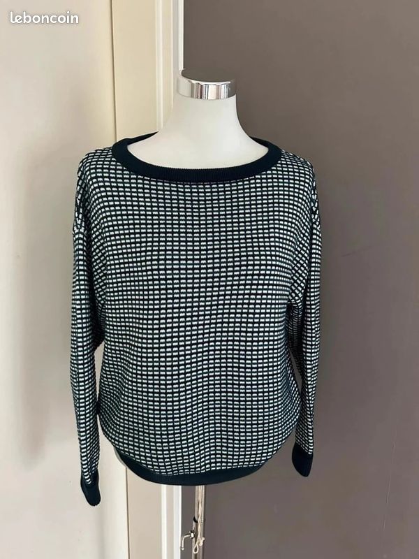 Lacoste pull imprimé bleu femme taille 38 (image 1)
