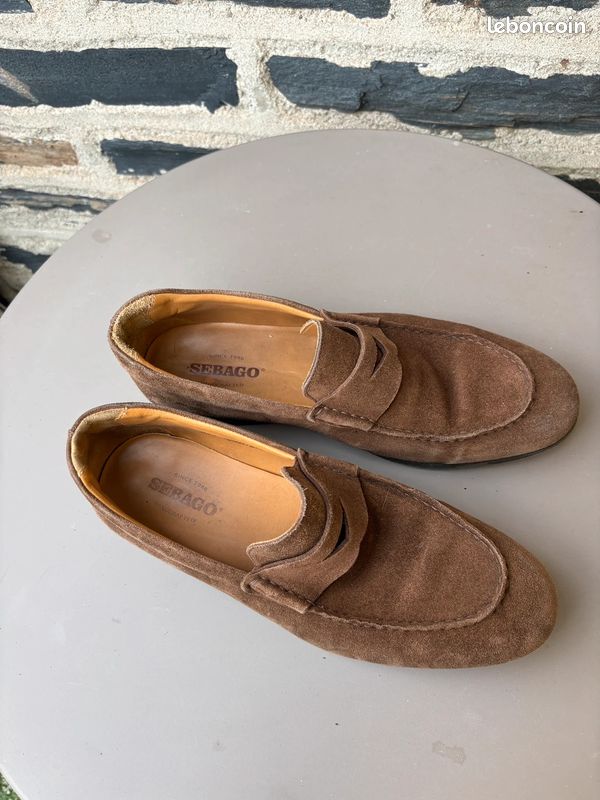 Mocassins Teague Penny Loafers Sebago en daim & cuir marron | Taille 44,5 #SLCM363 (image 2)