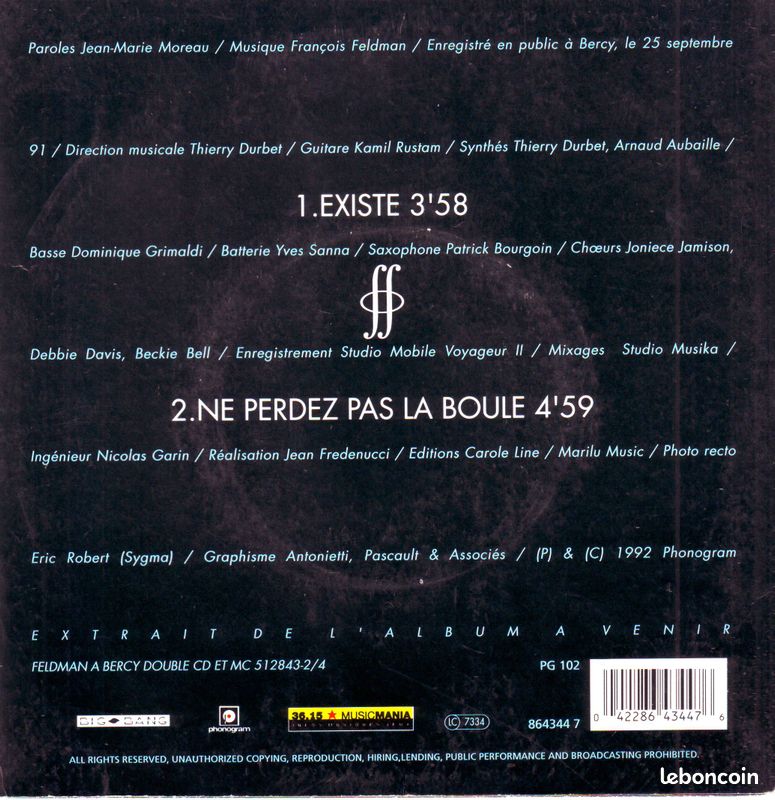 Francois Feldman, Existe ( vinyl 45 tours) (image 2)