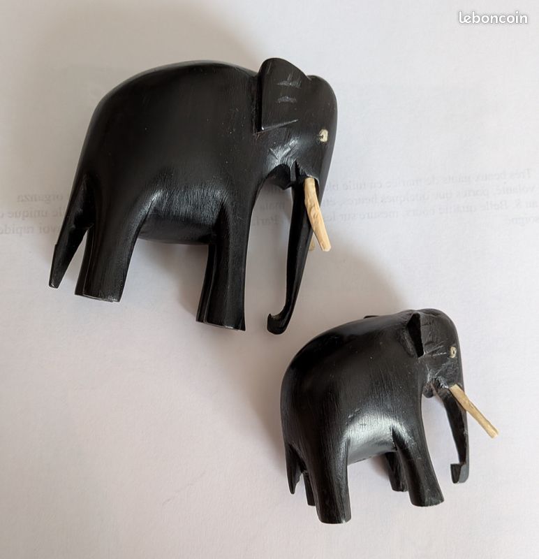 Magnifique trio d’éléphants sculptés main dans de l’ébène (D'occasion) à Morges pour CHF 35