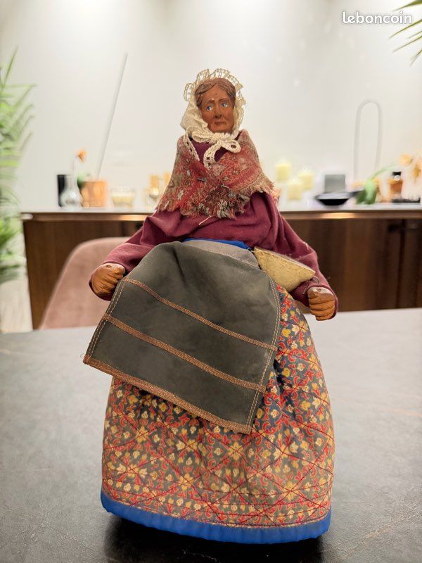 👵 Ancien Santon De Provence En Terre Cuite – Vieille Femme 26 Cm – Fait Main 👵