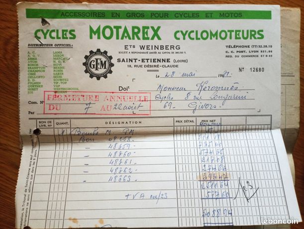 3 Factures Anciennes Papier à En-tête - Cycles Motos Ravat & Ballis - St Etienne