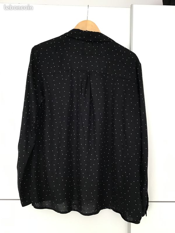 Chemise noire petits pois blancs (image 3)