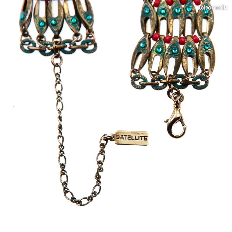 Collier Pendentif Ethnique Métal Et Pierres Occasion - Bijou Bohème Unique Style Voyage