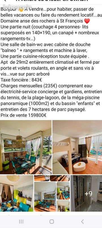 Appartement 1 pièce 29 m² · à Saint-François · 29 m² · 159 800 €