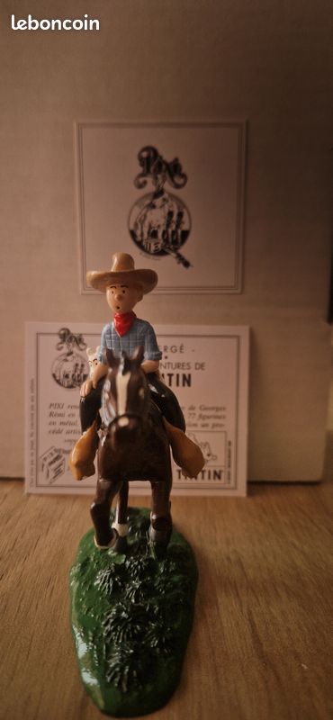 Pixi Statuette 4543 Tintin Cowboy a Cheval 1994 Amerique Rare Metal