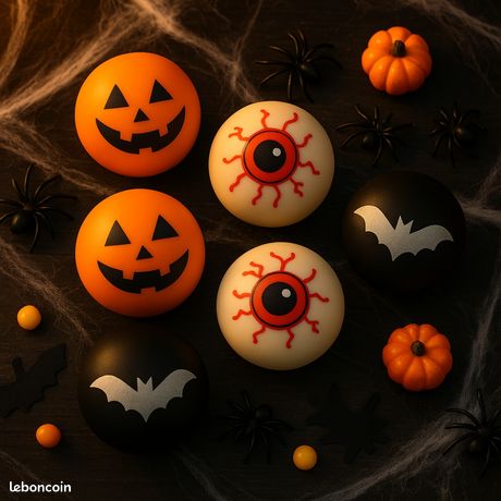 48 Balles Rebondissantes Halloween Lumineuses - Brillent Dans Le Noir, Motifs Fantômes, Citrouilles - Pour Fête