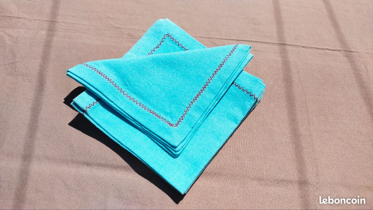 5 serviettes de table turquoises (image 7)