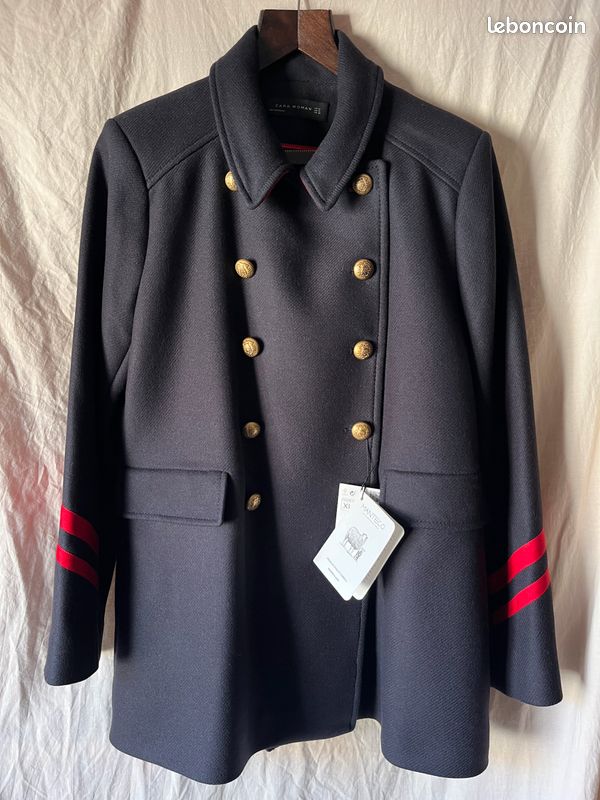 NEUF) Manteau officier marine – Caban Laine Zara Woman x Manteco - Main Image